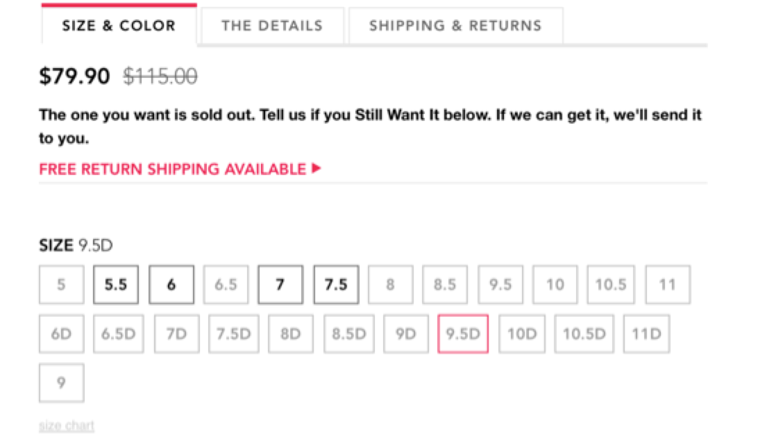 refine by size & navigation