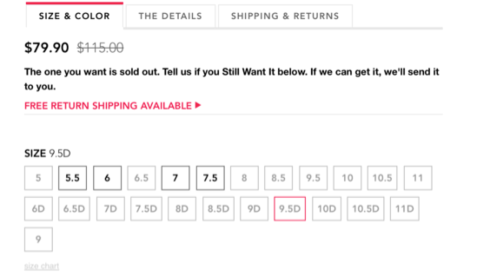 refine by size & navigation